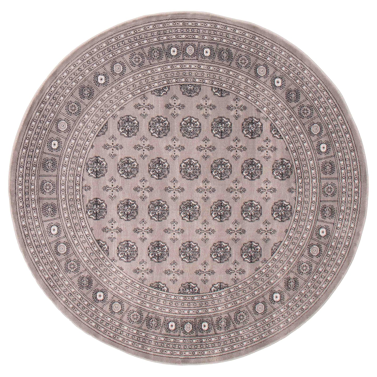 Novadima - Tekke Grey Rug, Round 6'7" x 6'7"