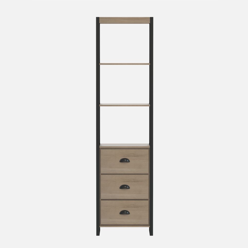 Novadima - Luella Tall Cabinet - Natural and Black 65"