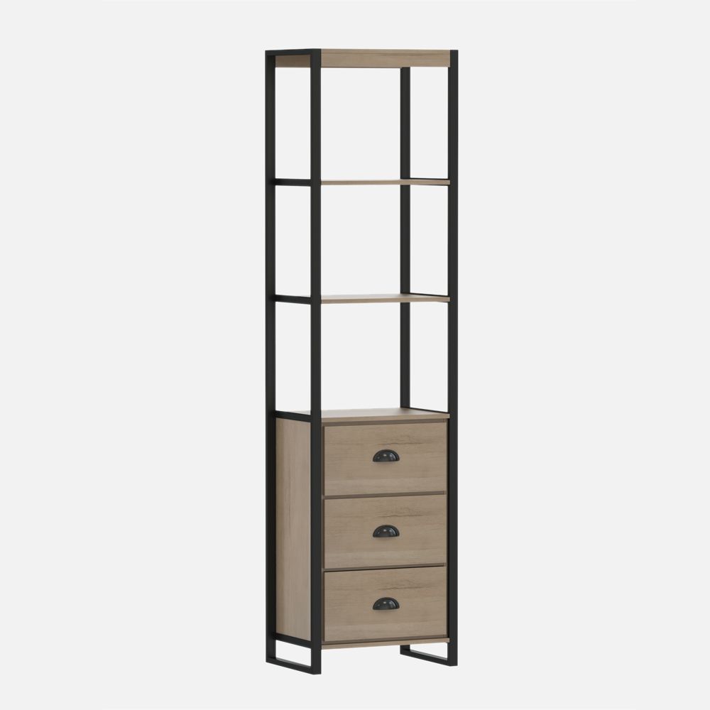 Novadima - Luella Tall Cabinet - Natural and Black 65"