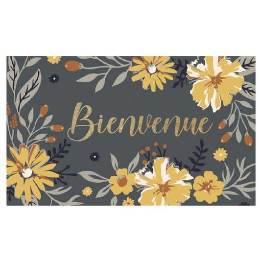 Novadima- Bienvenue Yellow Flowers Coir Mat