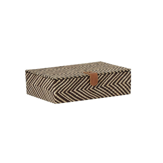 Novadima - Pandan Chevron Leather Closure Storage Box by Torre & Tagus - Small